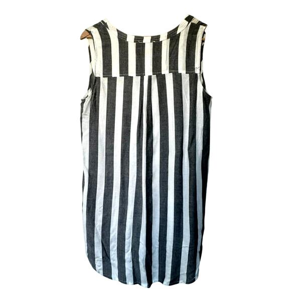 KORI AMERICA Women's Small Gray White Striped Tunic Tank Top Lagenlook Beachy - Picture 3 of 8